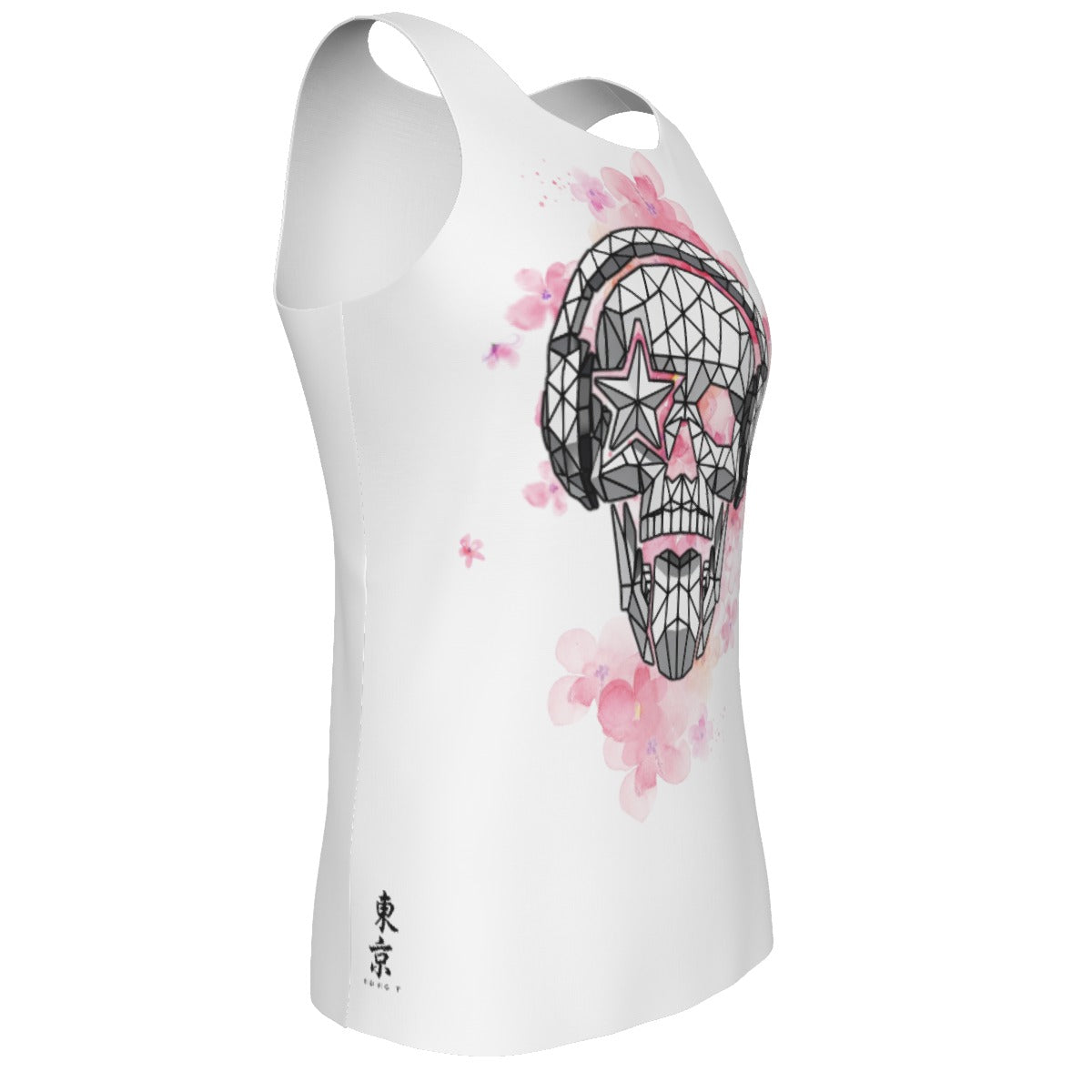 Headphones Cherry Blossom Skull Tank Top