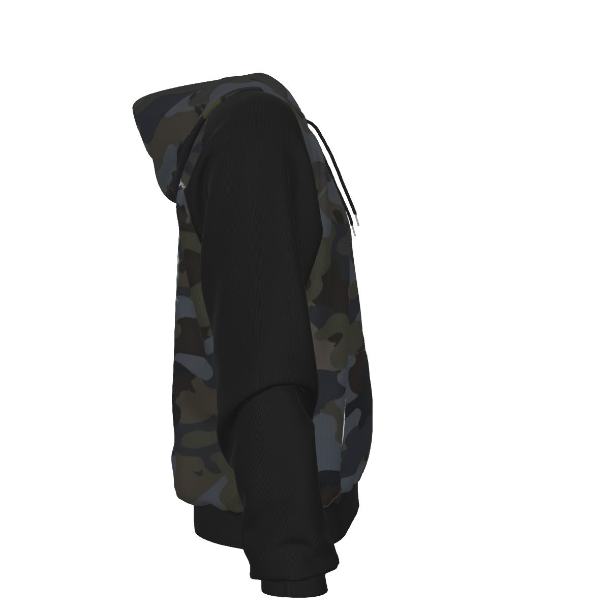 Dark Camo Skull Zip-Up Raglan Fleece Hoodie