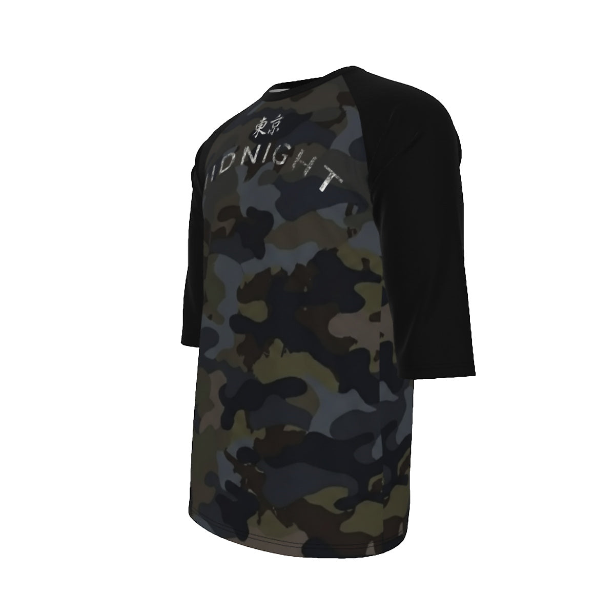Dark Camo Skull Raglan Sleeve T-Shirt