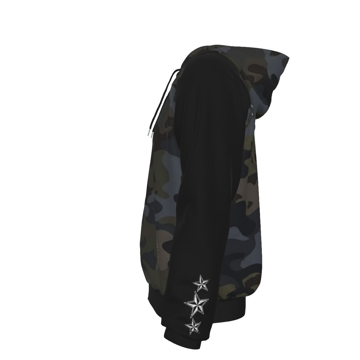 Dark Camo Skull Zip-Up Raglan Fleece Hoodie