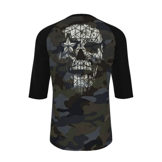 Dark Camo Skull Raglan Sleeve T-Shirt