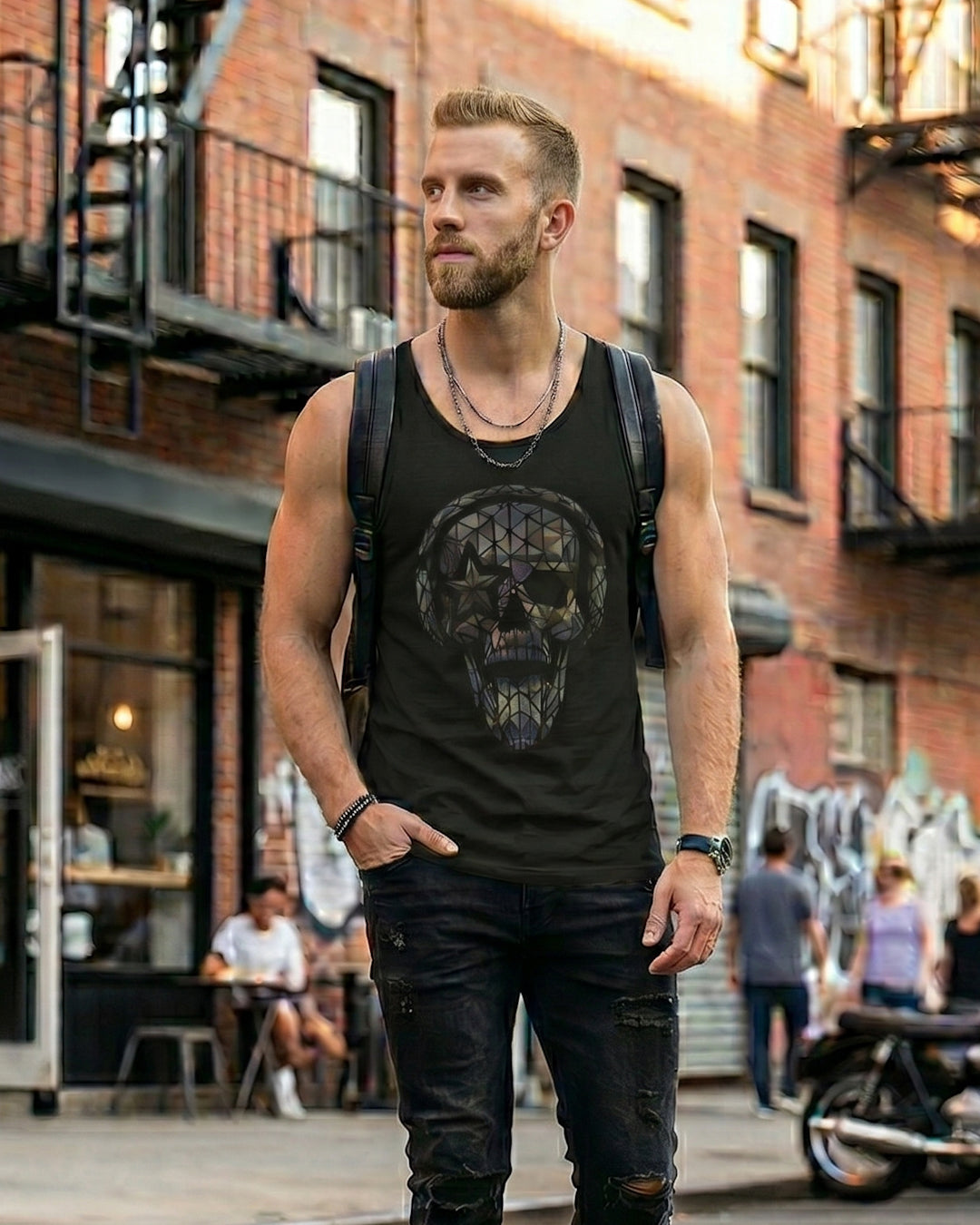 Headphones Camo Skull Tank Top