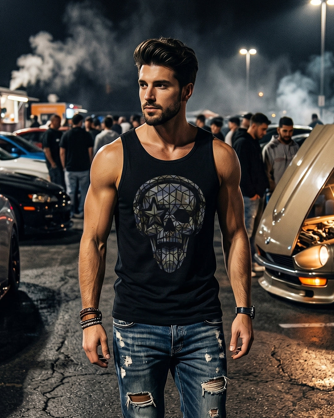 Headphones Camo Skull Tank Top