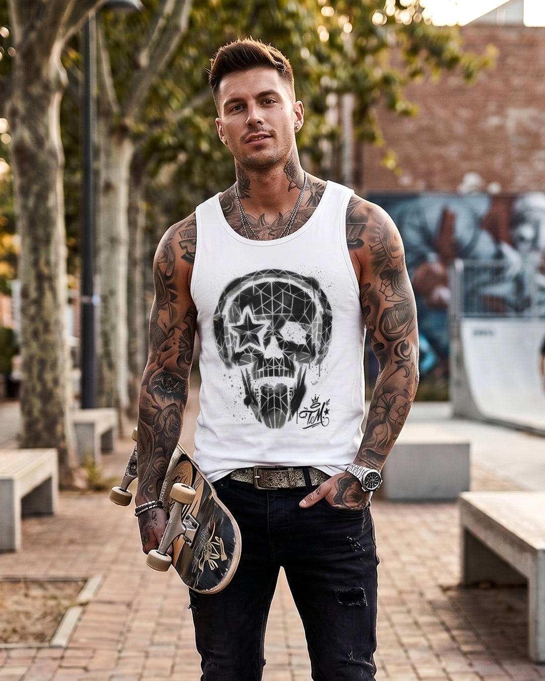 Headphones Graffiti Dark Skull Tank Top