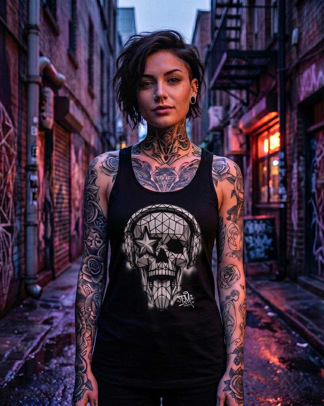 Headphones Graffiti Skull Tank Top