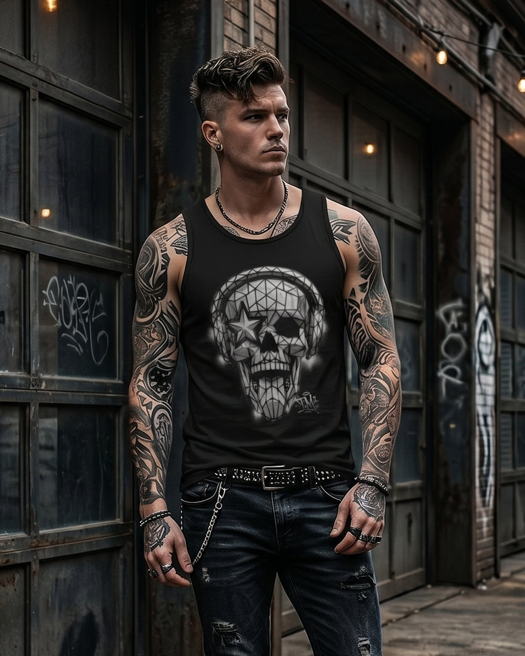 Headphones Graffiti Skull Tank Top